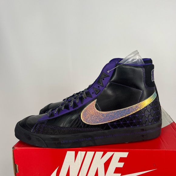Nike Men’s blazer Mid ‘77 bLACK Purple Shoes Size 12 - Picture 4 of 5